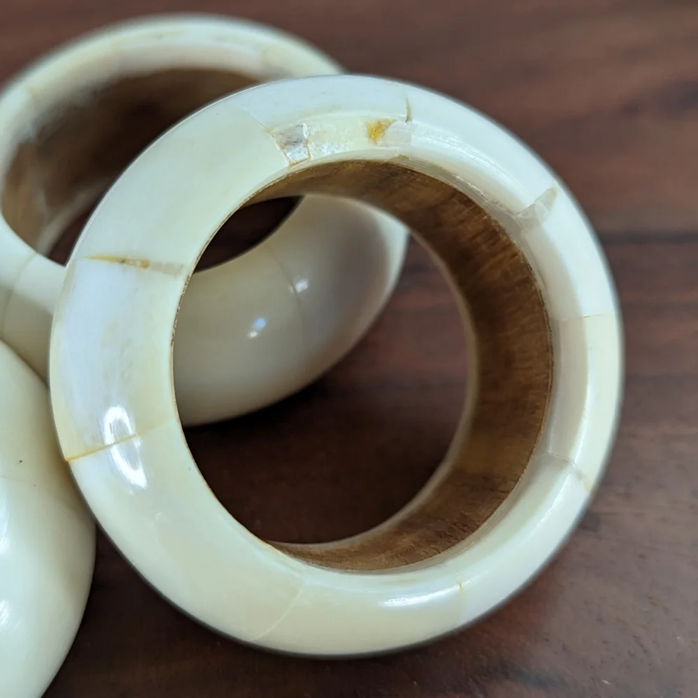 Set of Four White Chunky Bone Napkin Rings